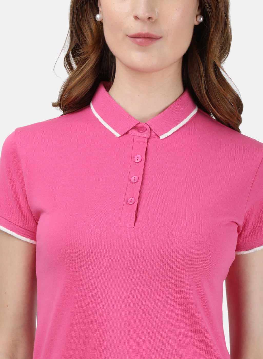 Womens Pink Plain T-Shirt