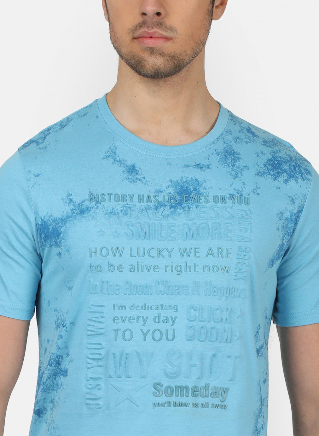 Men Blue Printed T-Shirts