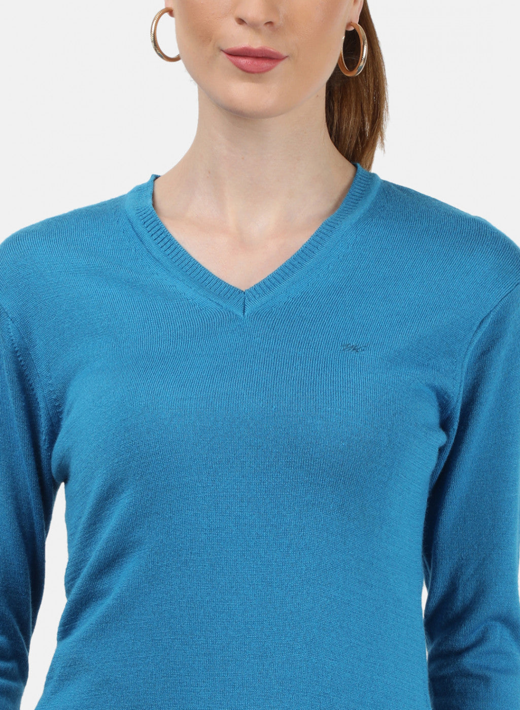 Women Blue V Neck Top