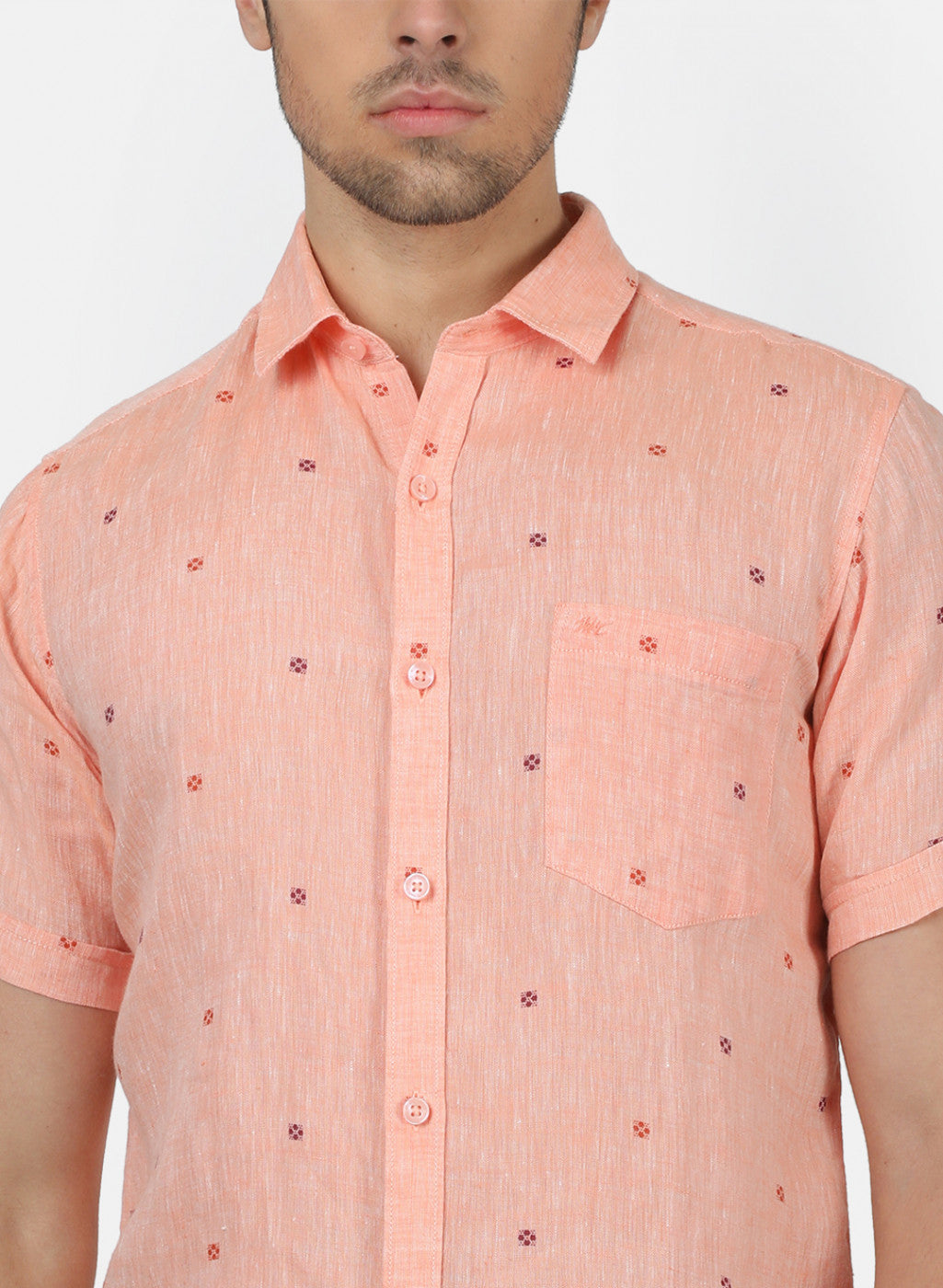 Men Peach Printed Shirts