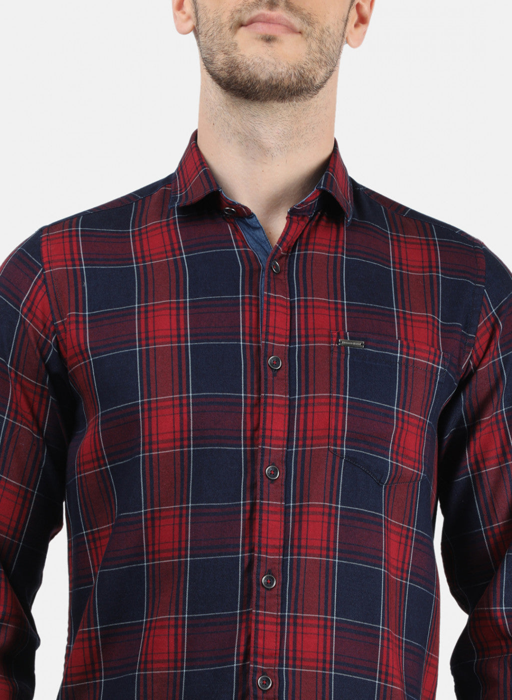 Men Maroon Check Shirt