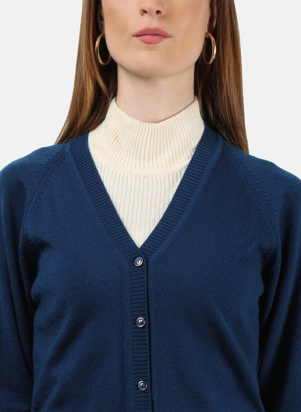 Women Blue Solid Cardigan