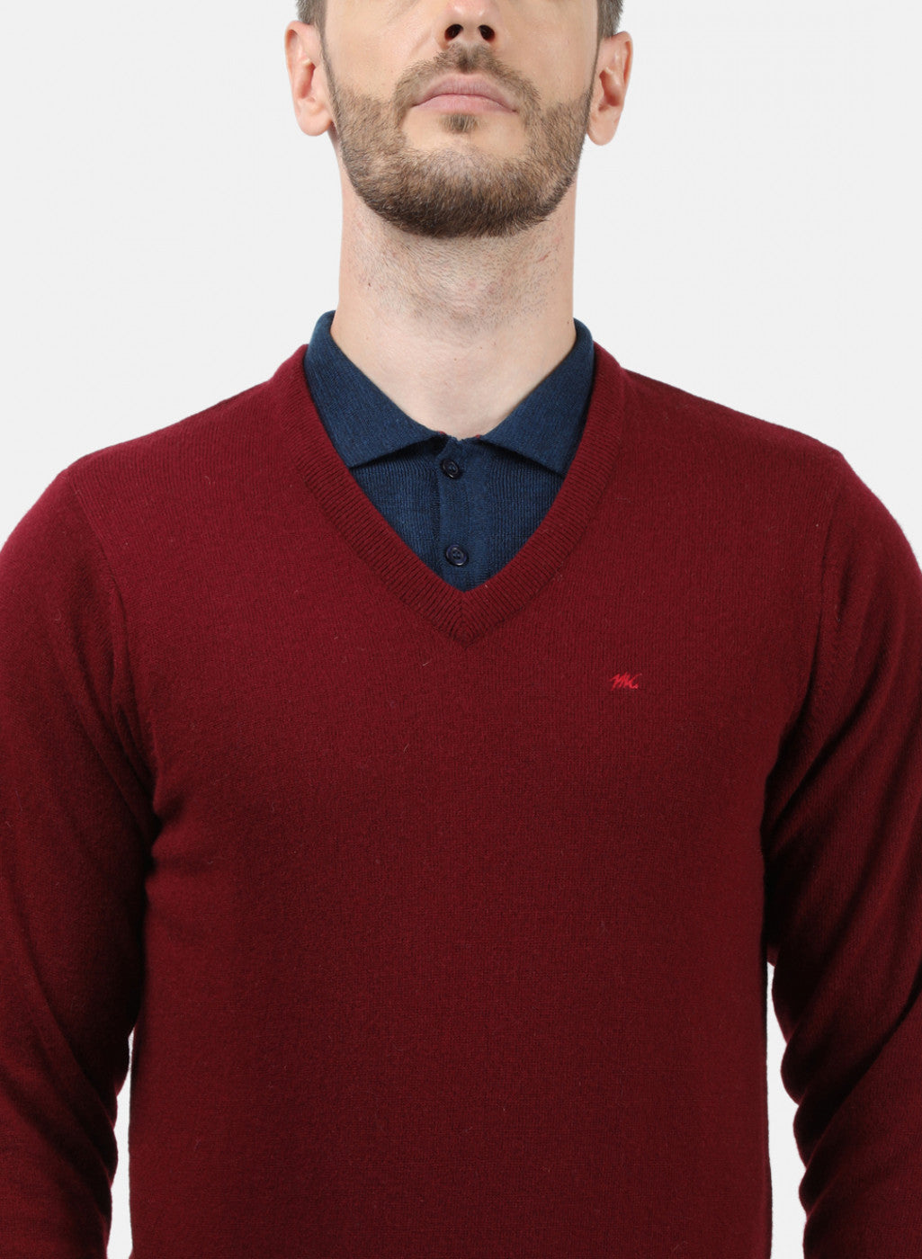 Men Maroon Solid Pullover