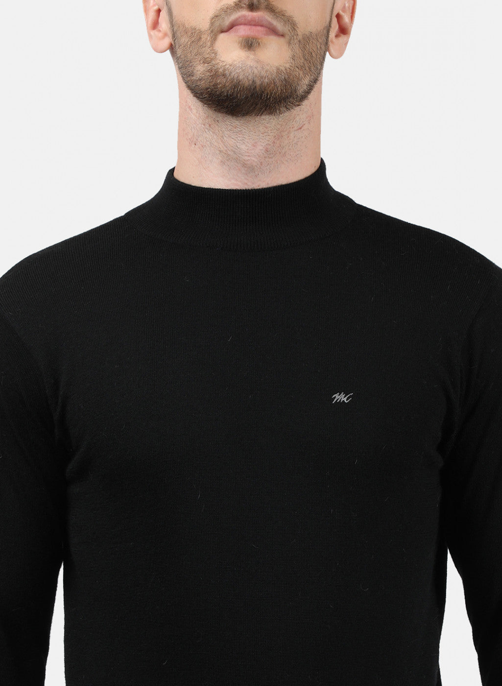 Men Black Solid Pullover