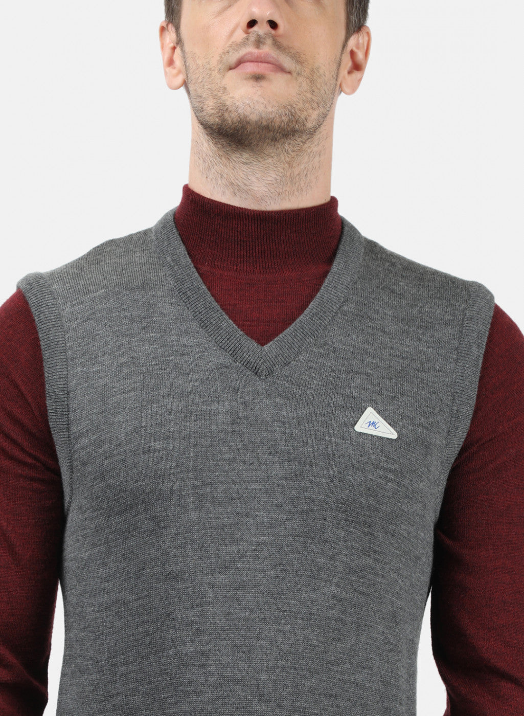 Men Grey Solid Sweater