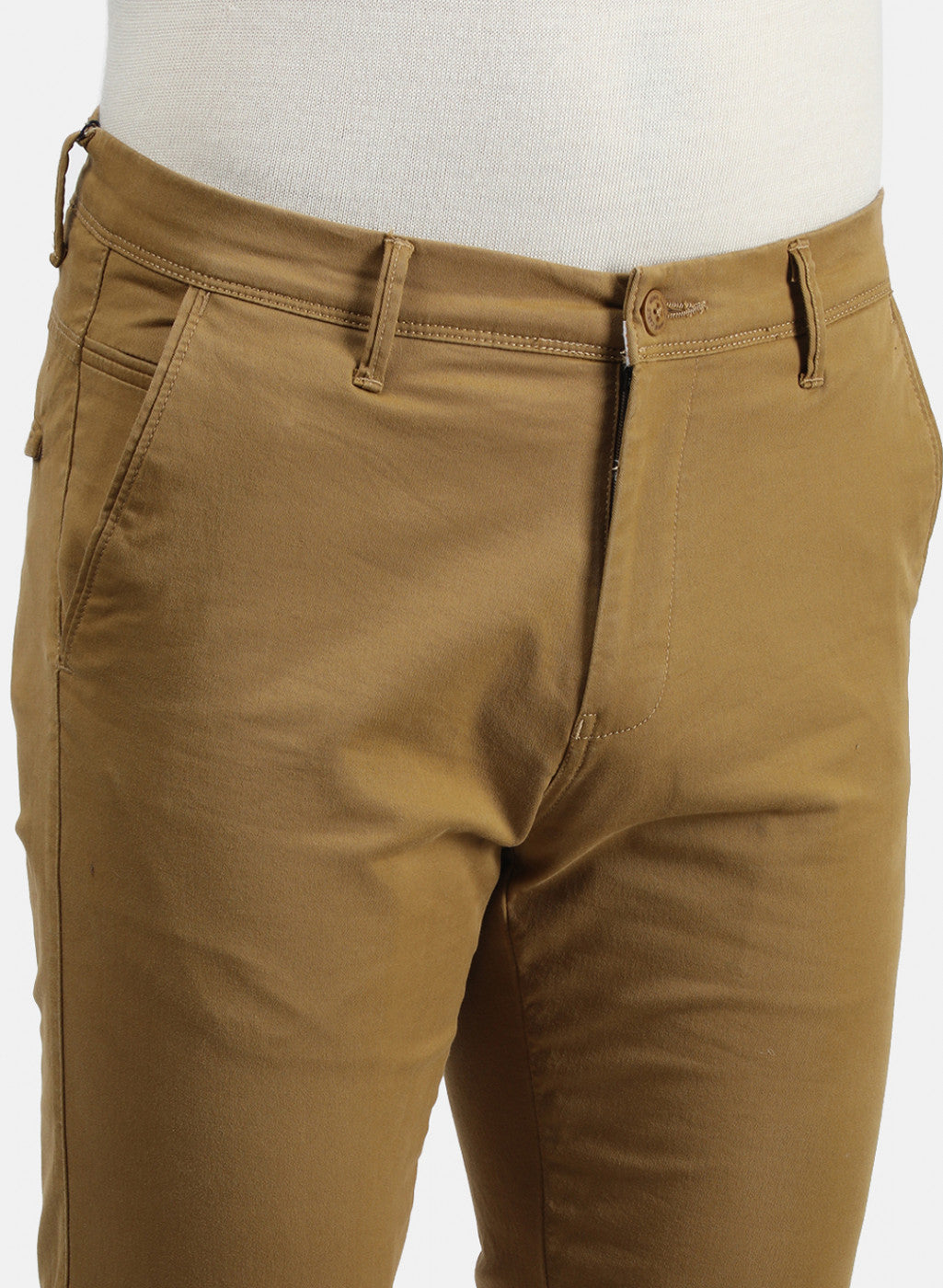 Men Khaki Plain Trouser