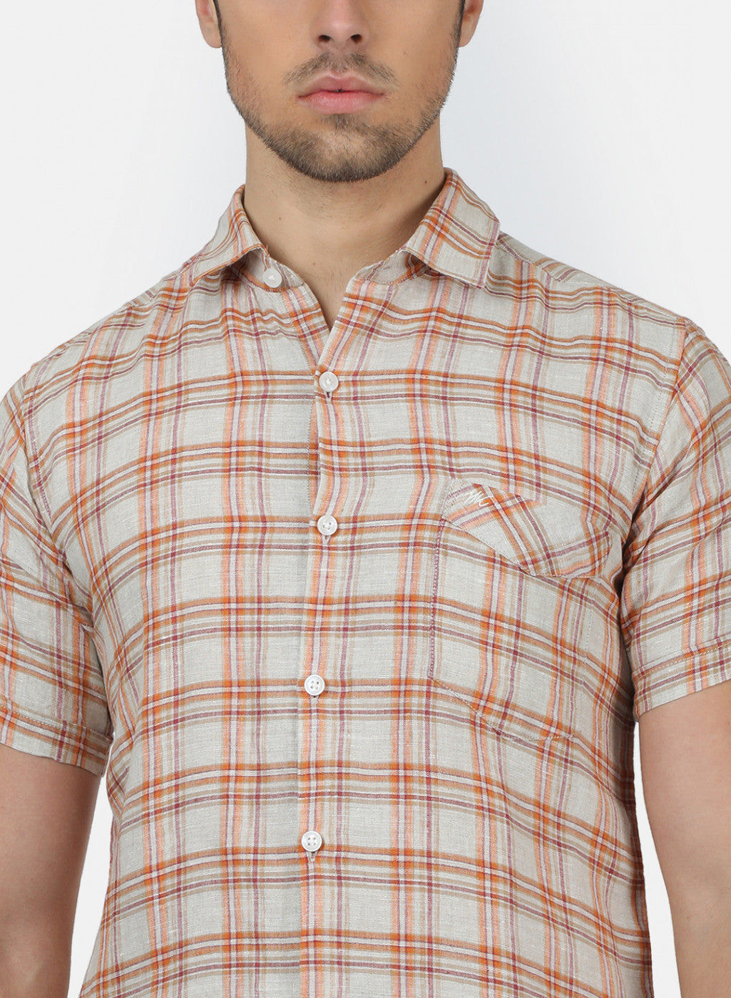 Men Beige Check Shirts