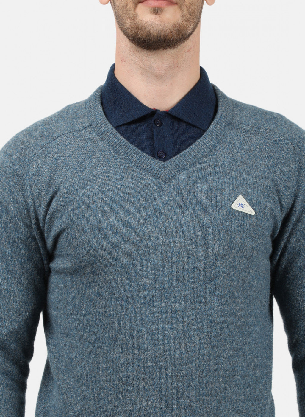 Men Blue Solid Pullover