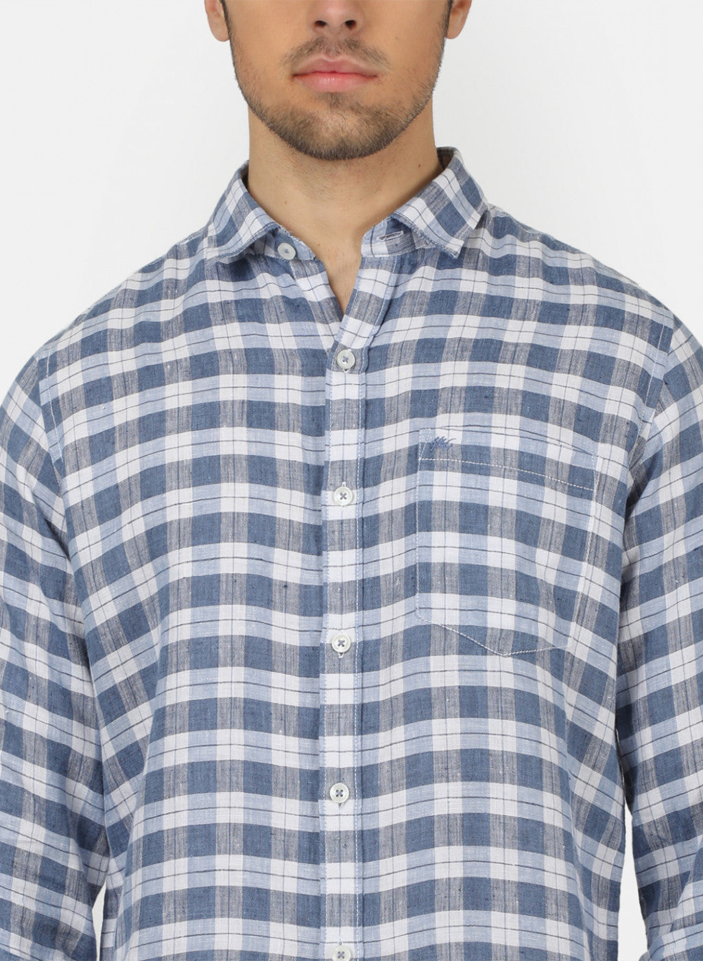 Men Blue Check Shirts