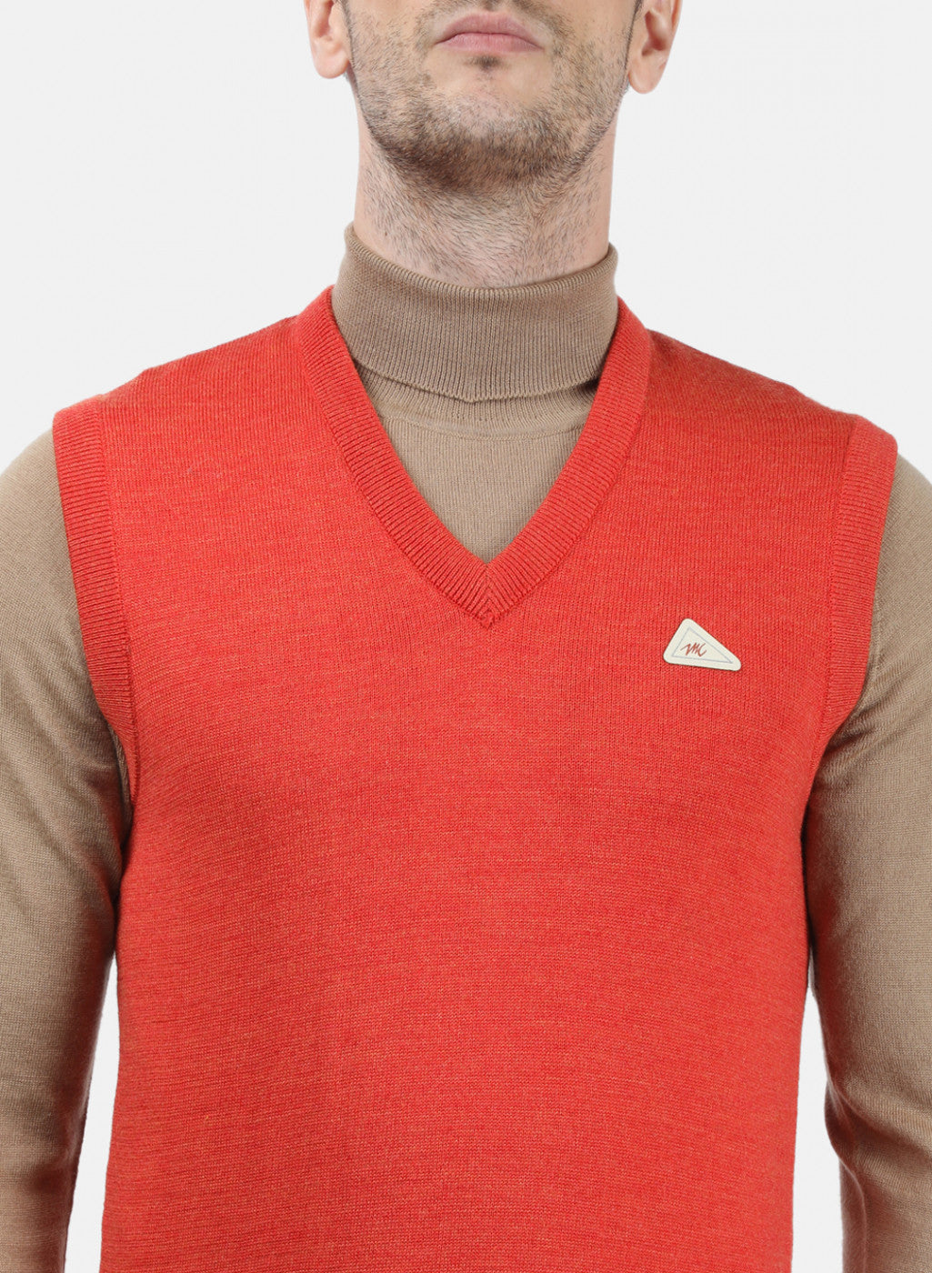 Men Orange Solid Sweater