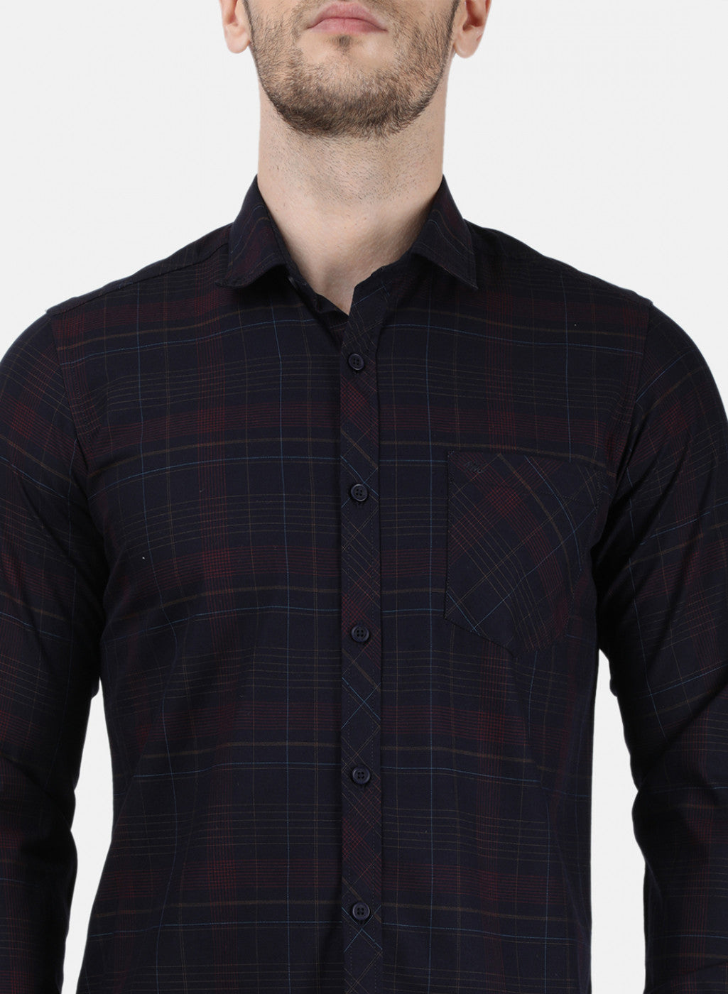 Mens Dark Maroon Check Shirt