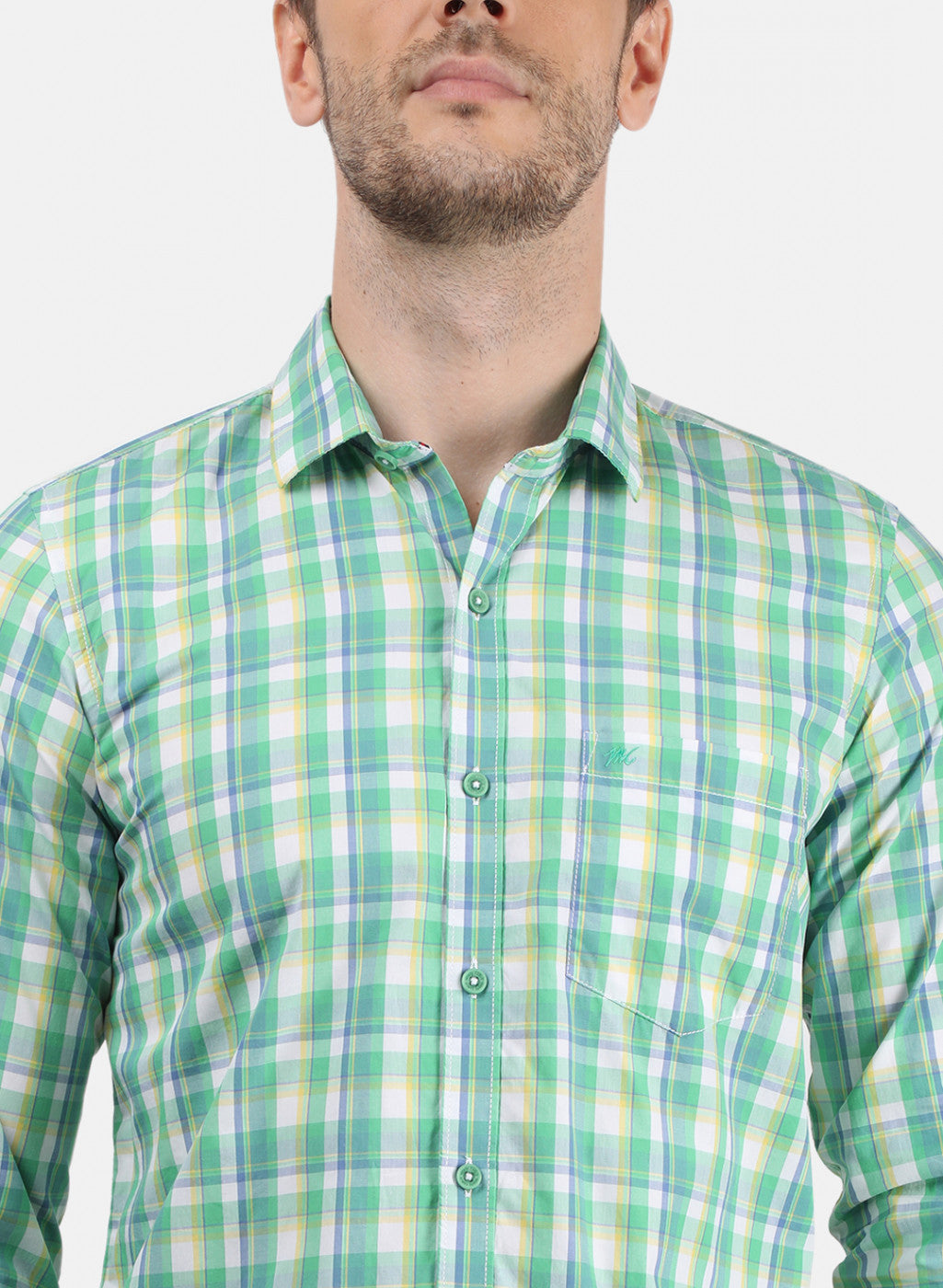 Men Green Check Shirt