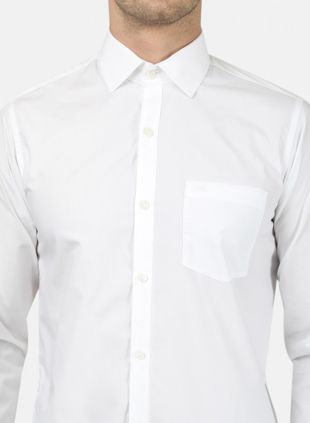 Mens White Solid Shirt