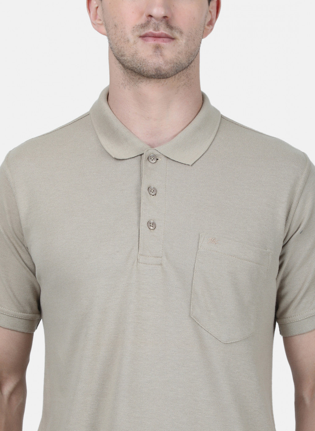 Mens Beige Plain T-Shirt