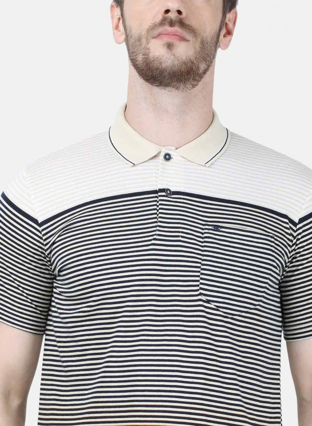 Mens Beige Stripe T-Shirt