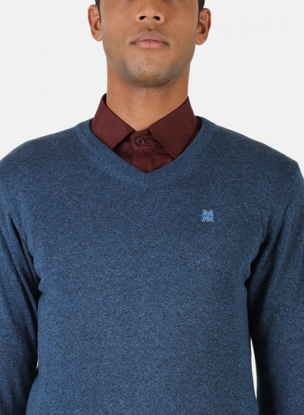 Men Blue Solid Pullover