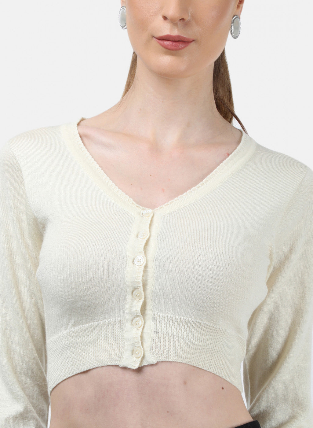 Women Cream Solid Blouse