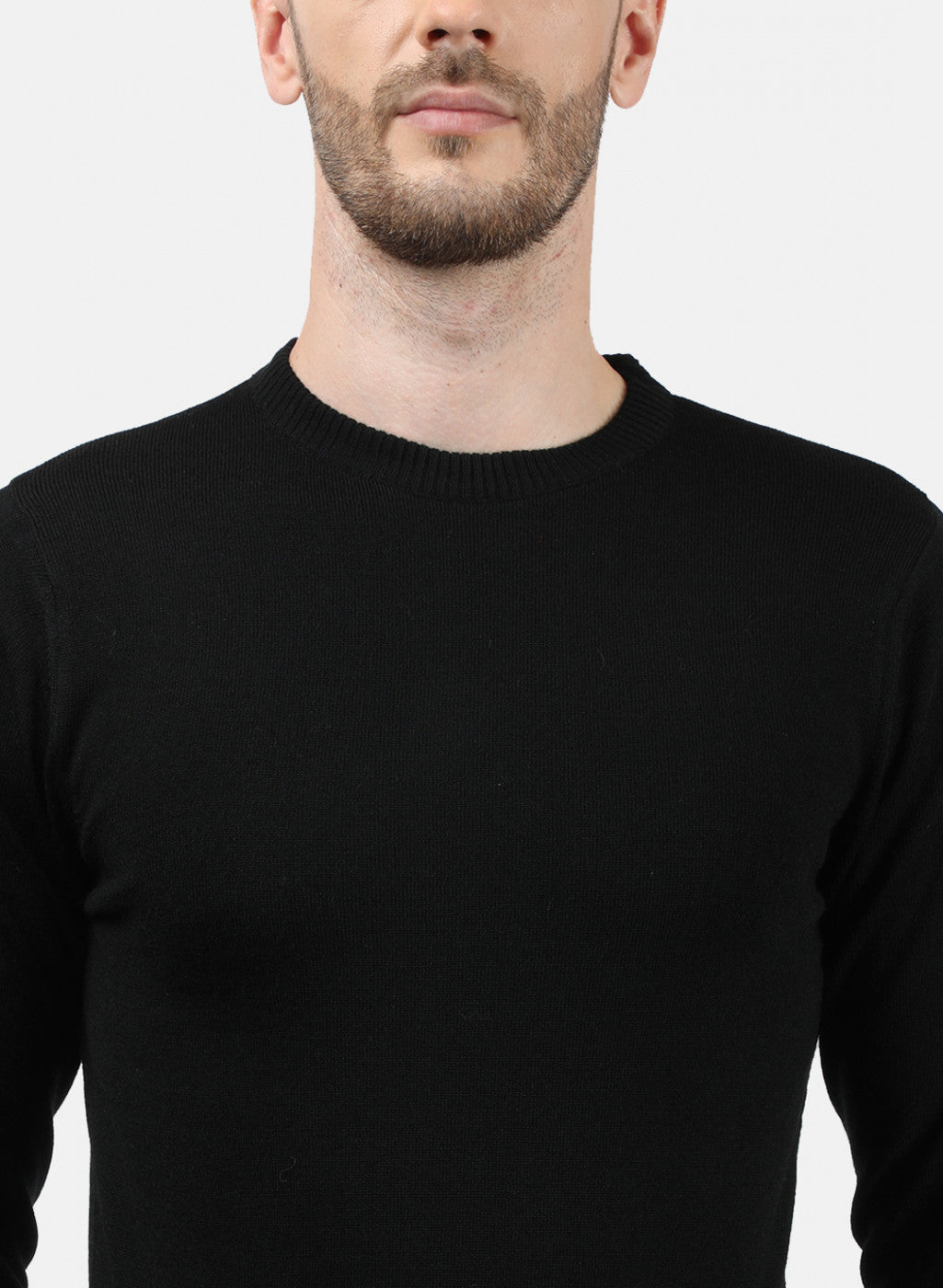 Men Black Solid Pullover