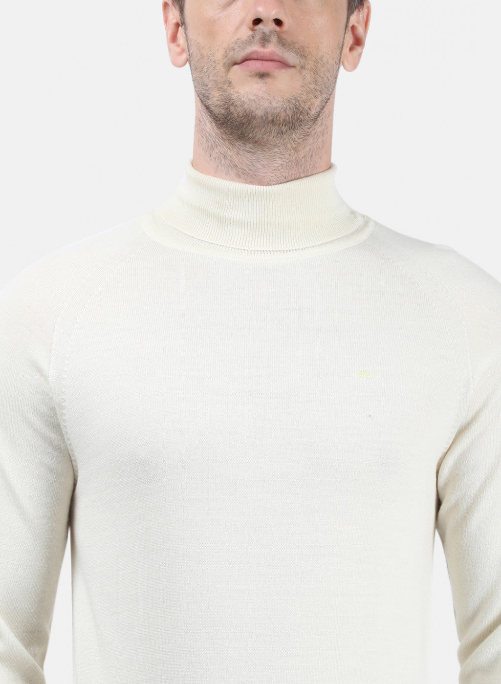 Men Cream Solid Pullover