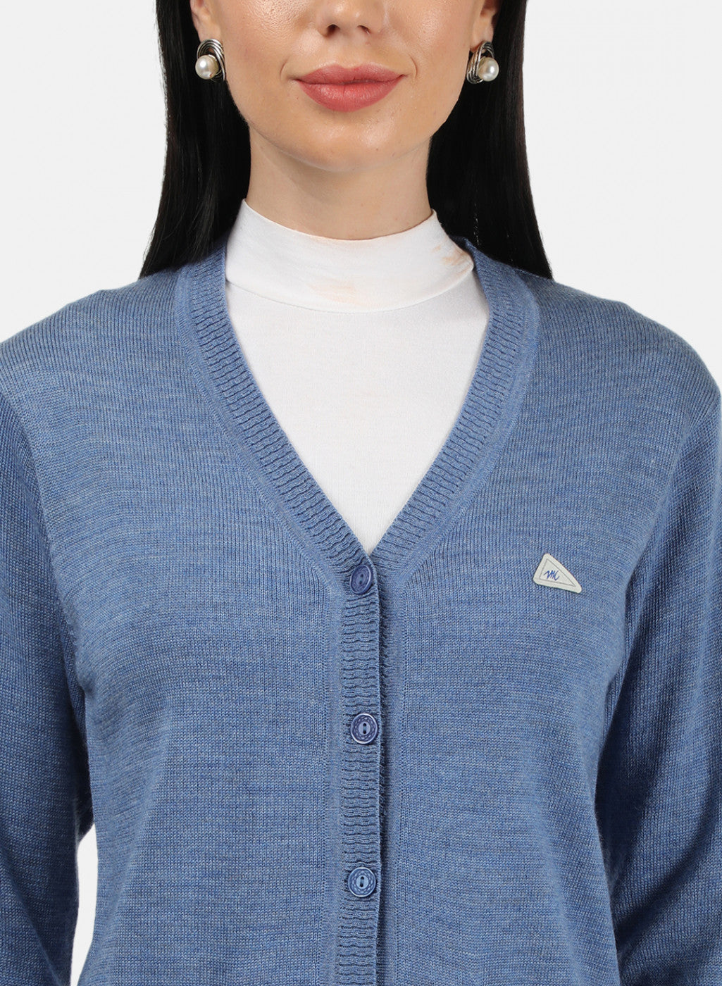 Women Blue Solid Cardigan