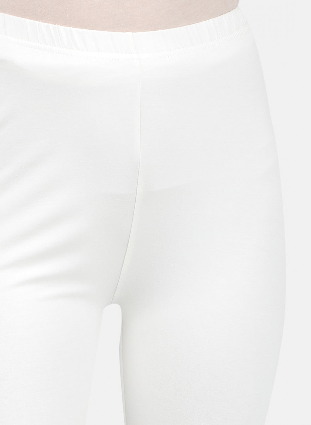 Womens White Plain Legging