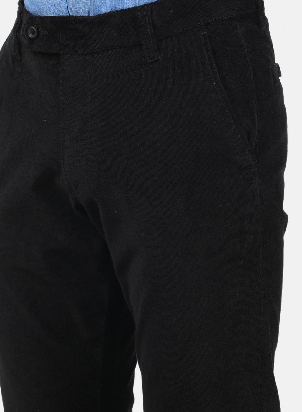 Men Black Plain Trousers