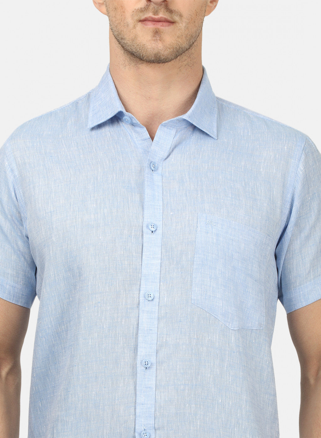 Mens Sky Blue Solid Shirts