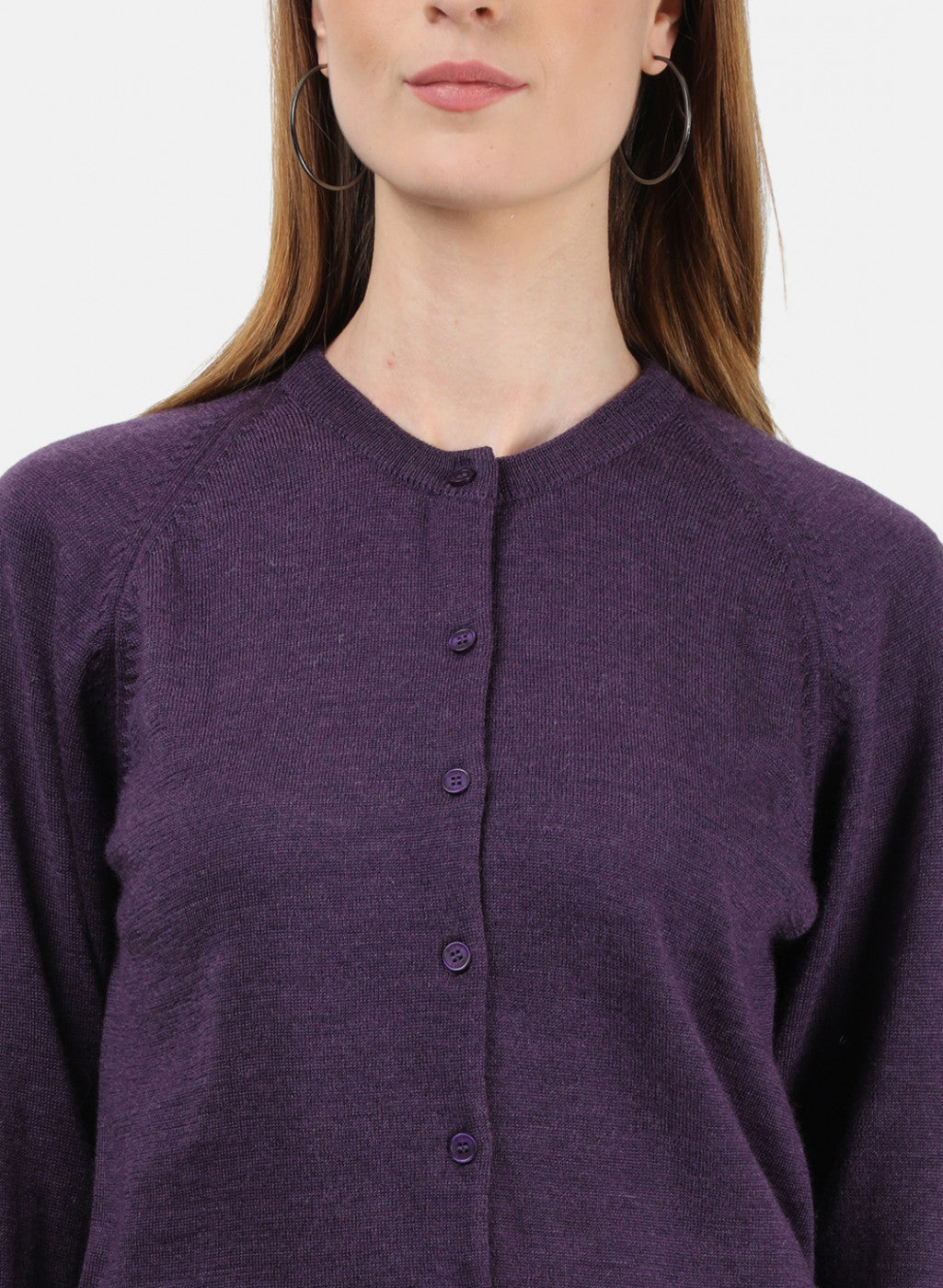 Women Purple Solid Cardigan