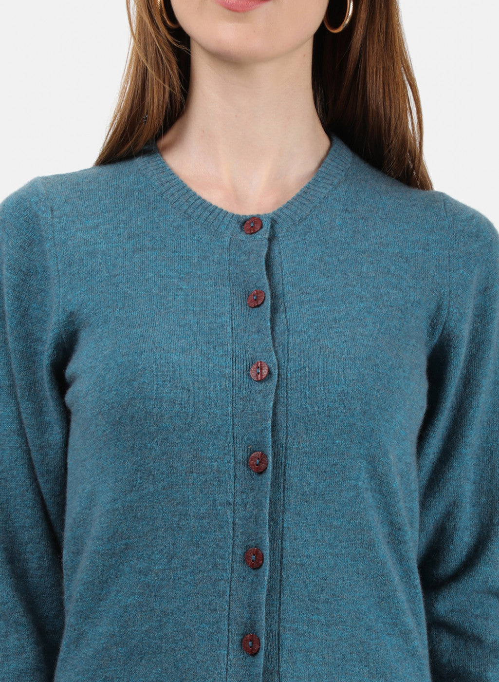 Women Blue Solid Cardigan