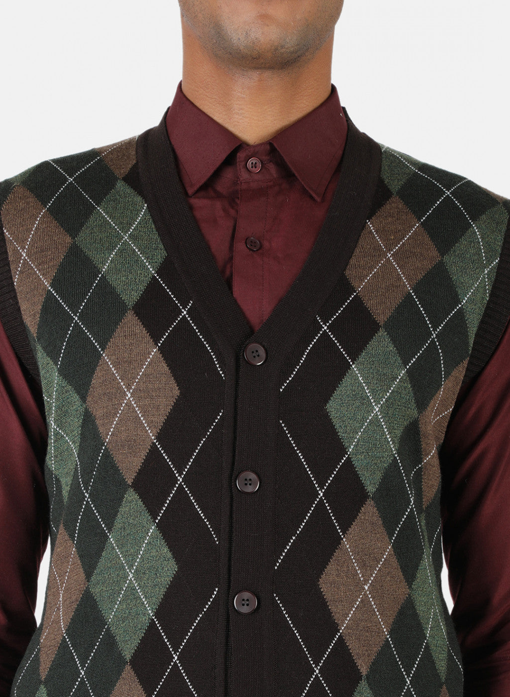 Men Green & NAvy Solid Cardigan