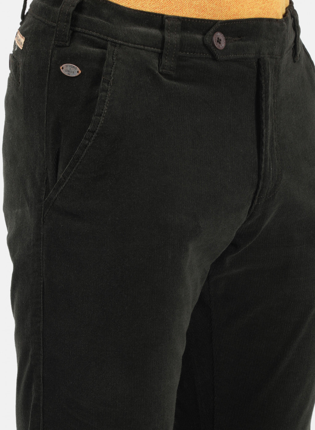 Men Olive Plain Trousers