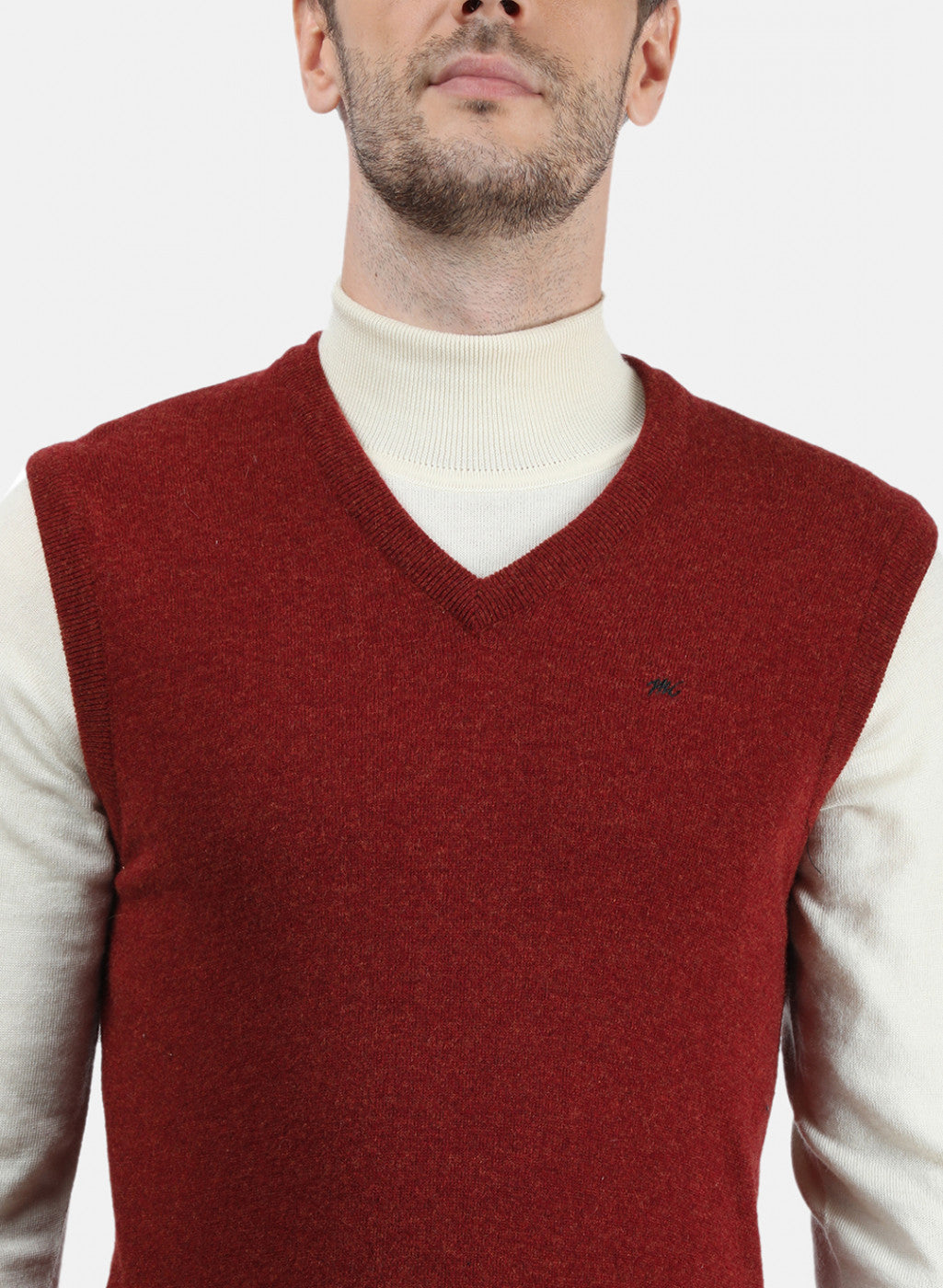 Men Maroon Solid Sweater