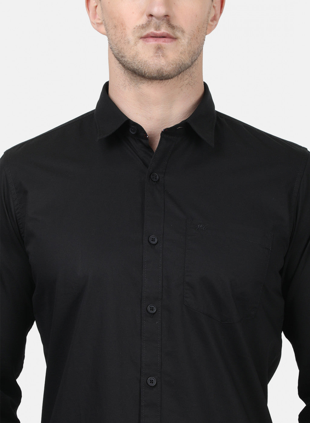 Mens Jet Black Solid Shirts