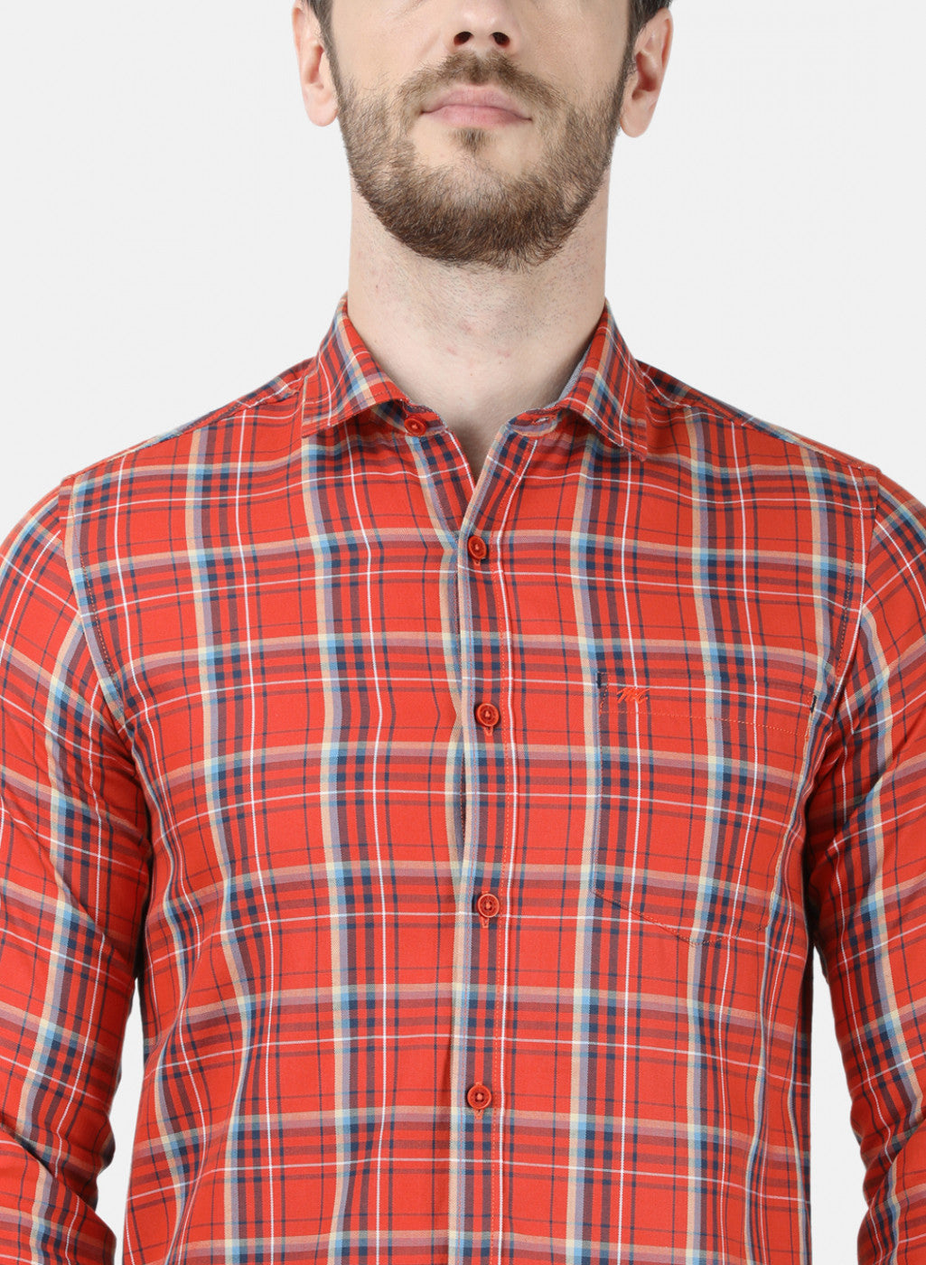 Mens Orange Check Shirt