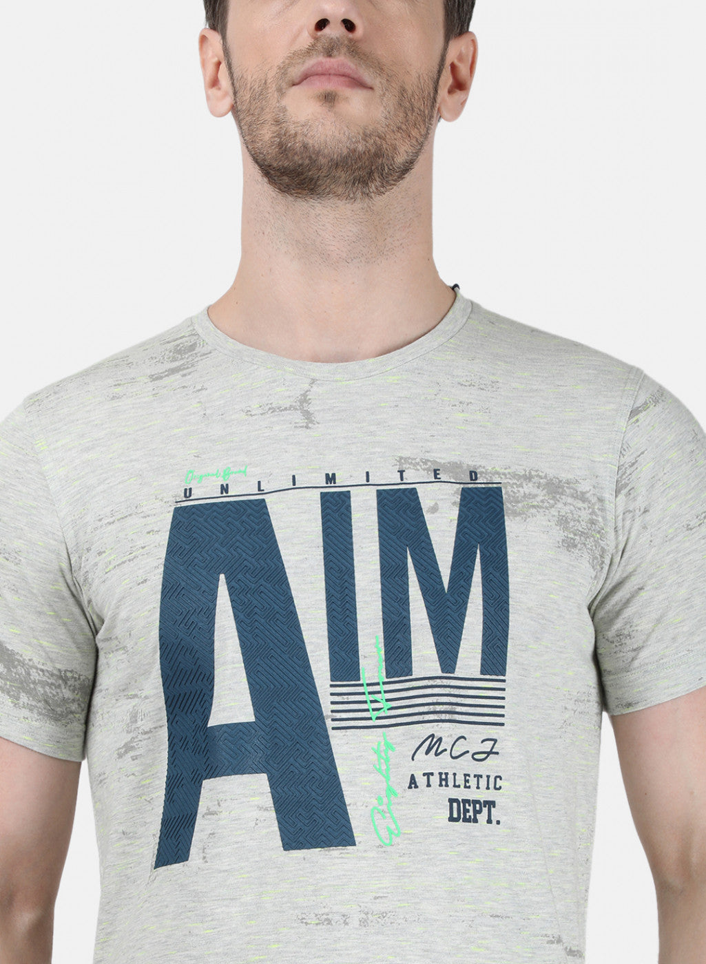 Mens Grey Printed T-Shirt