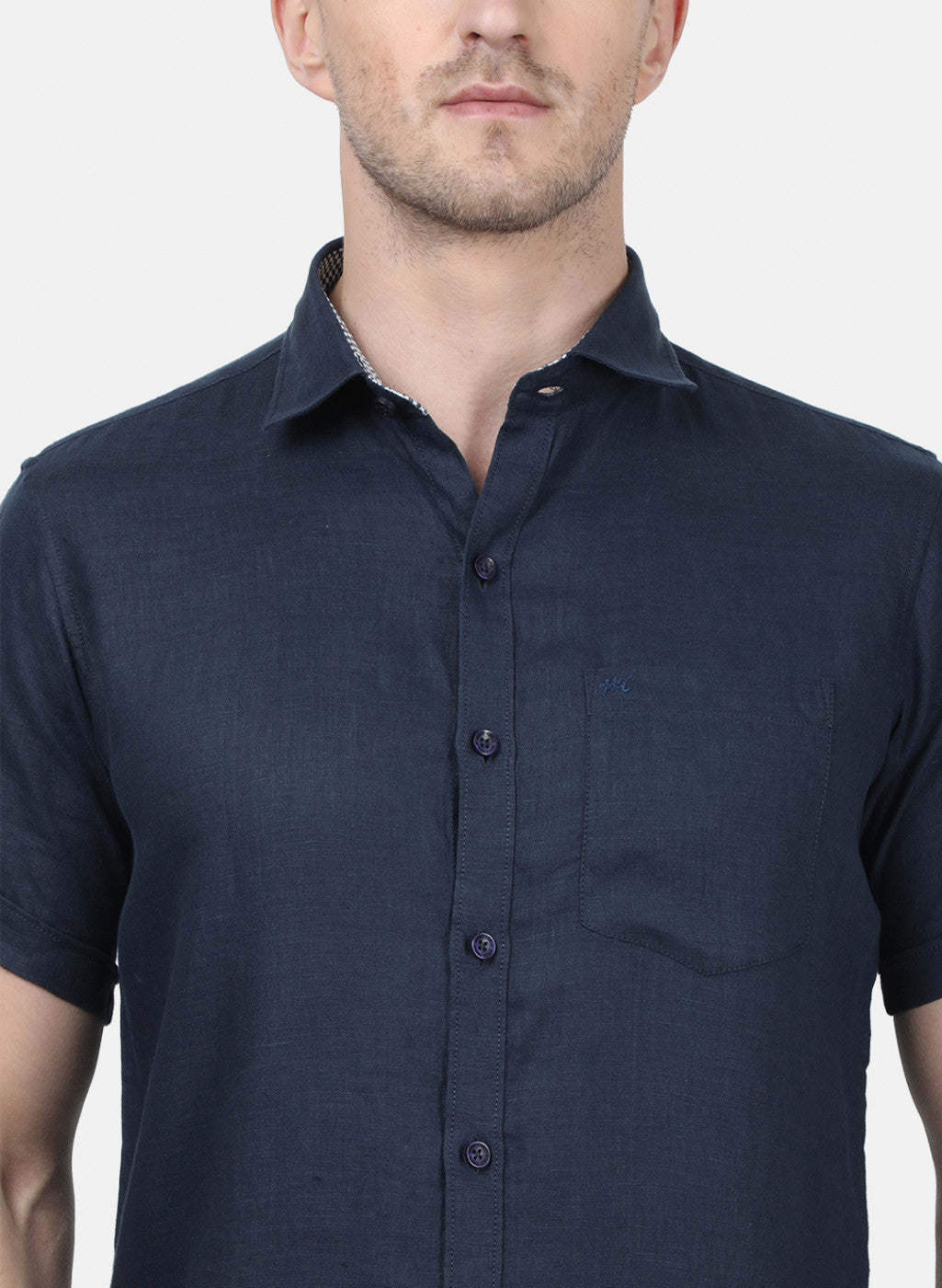 Mens NAvy Blue Solid Shirts