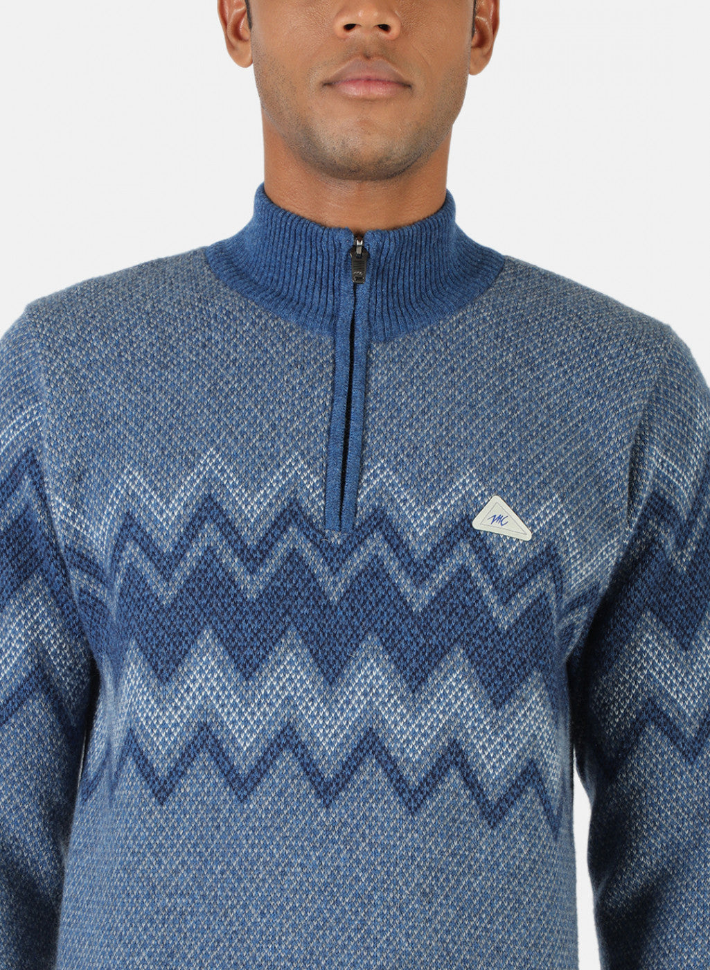 Men Blue Solid Pullover