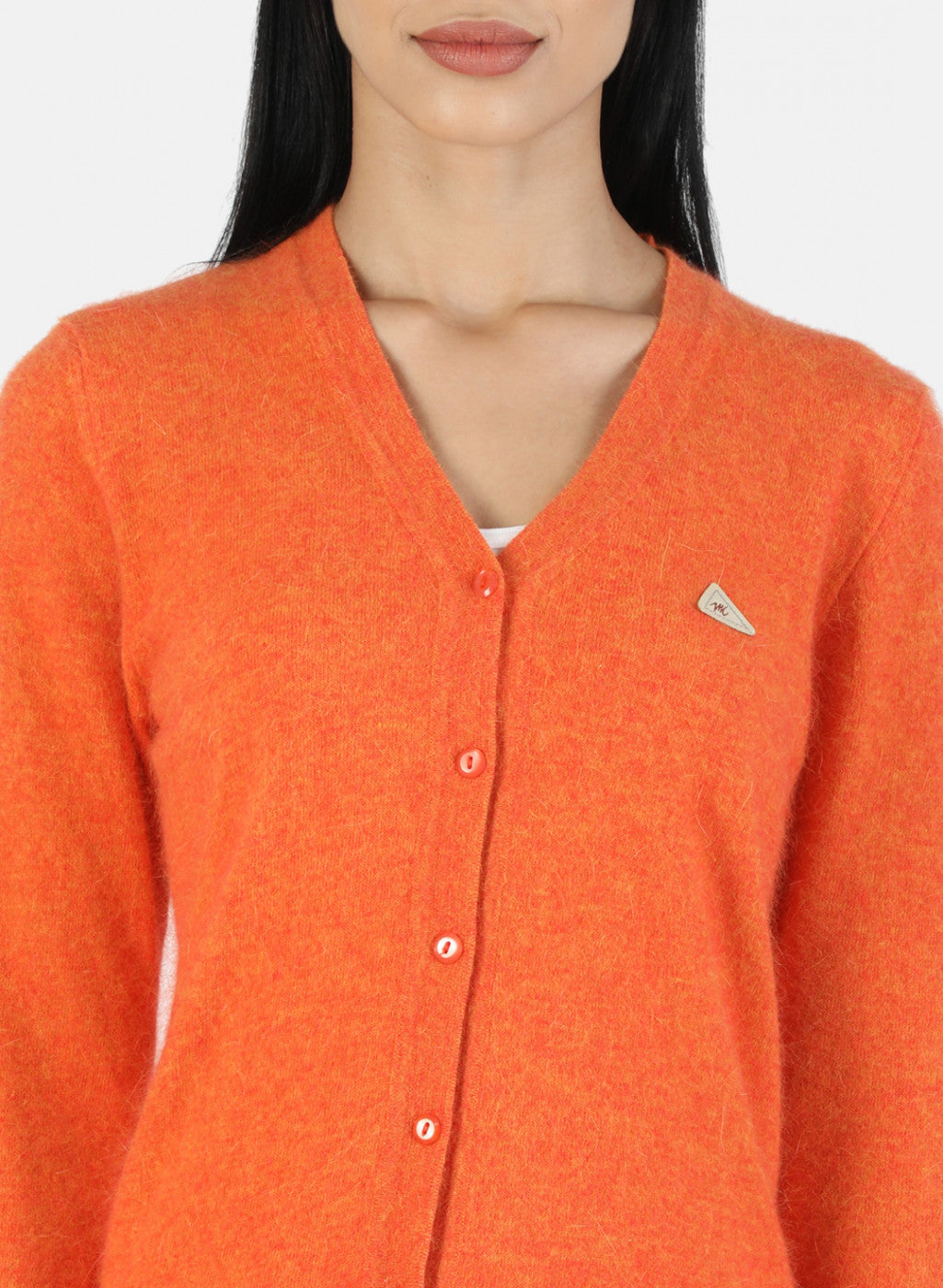 Women Orange Solid Cardigan