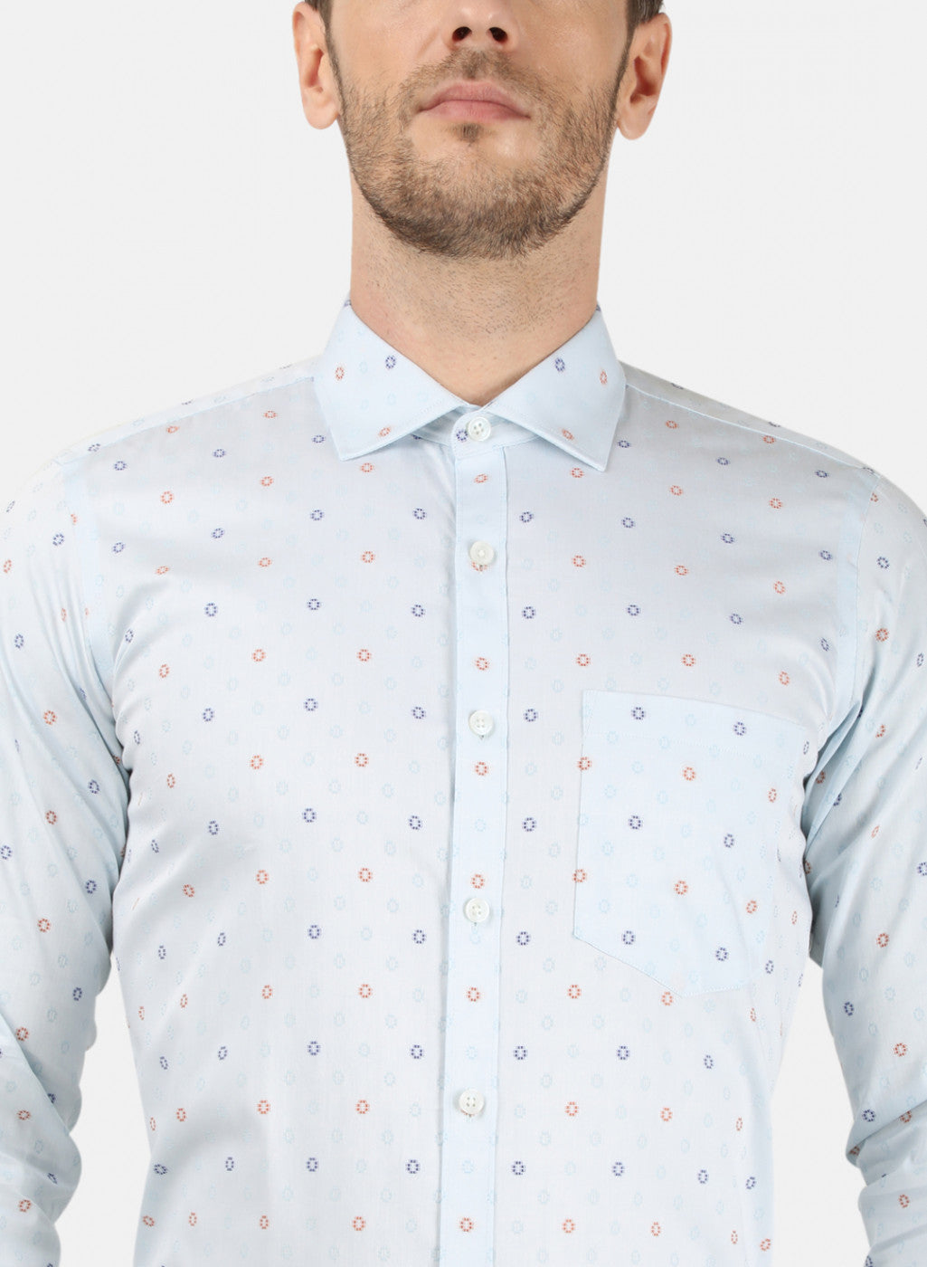 Mens Sky Blue Self Shirt