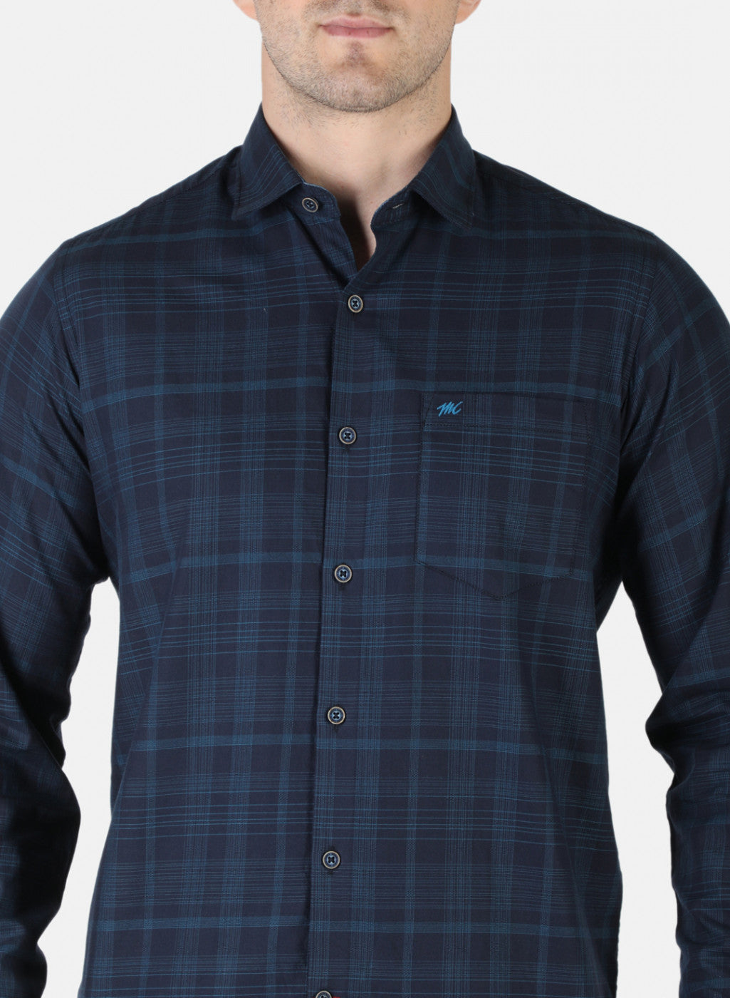 Men NAvy Blue Check Shirt