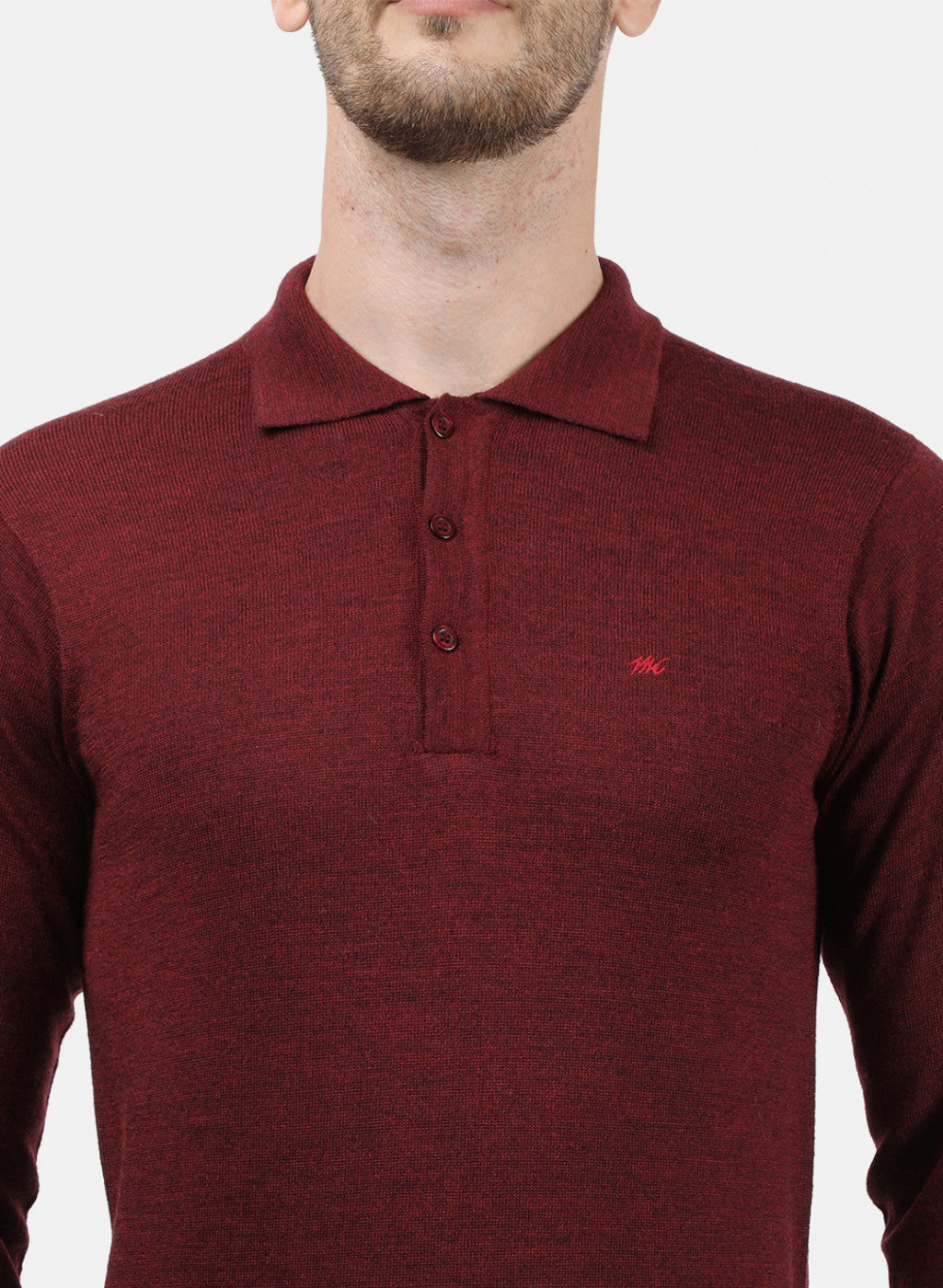 Men Maroon Collar T-Shirt