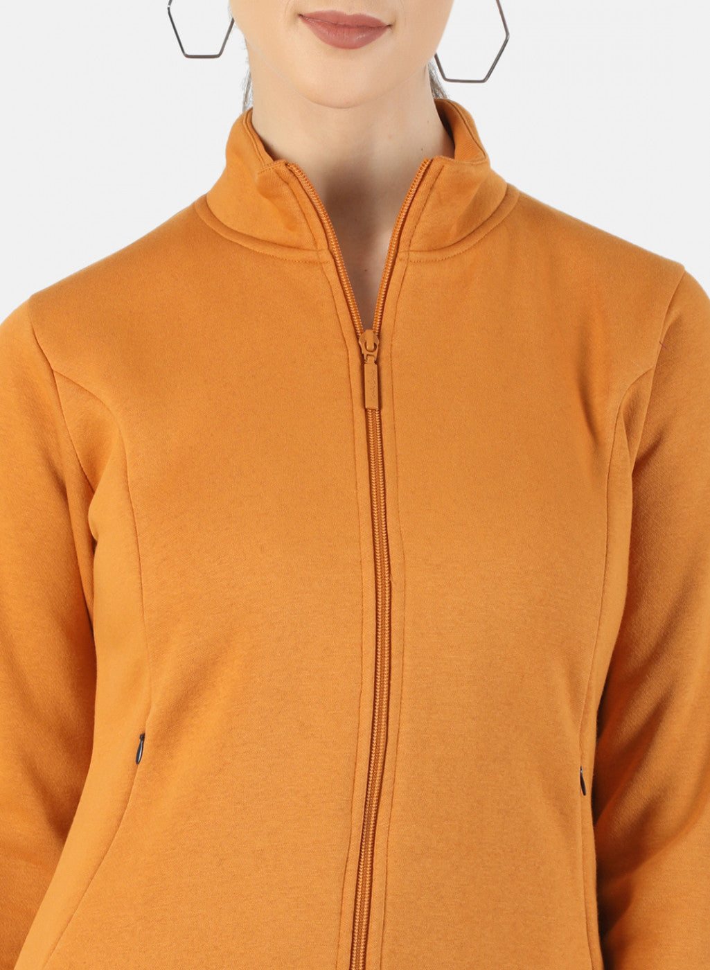 Women Mustard Plain Sweatshirt