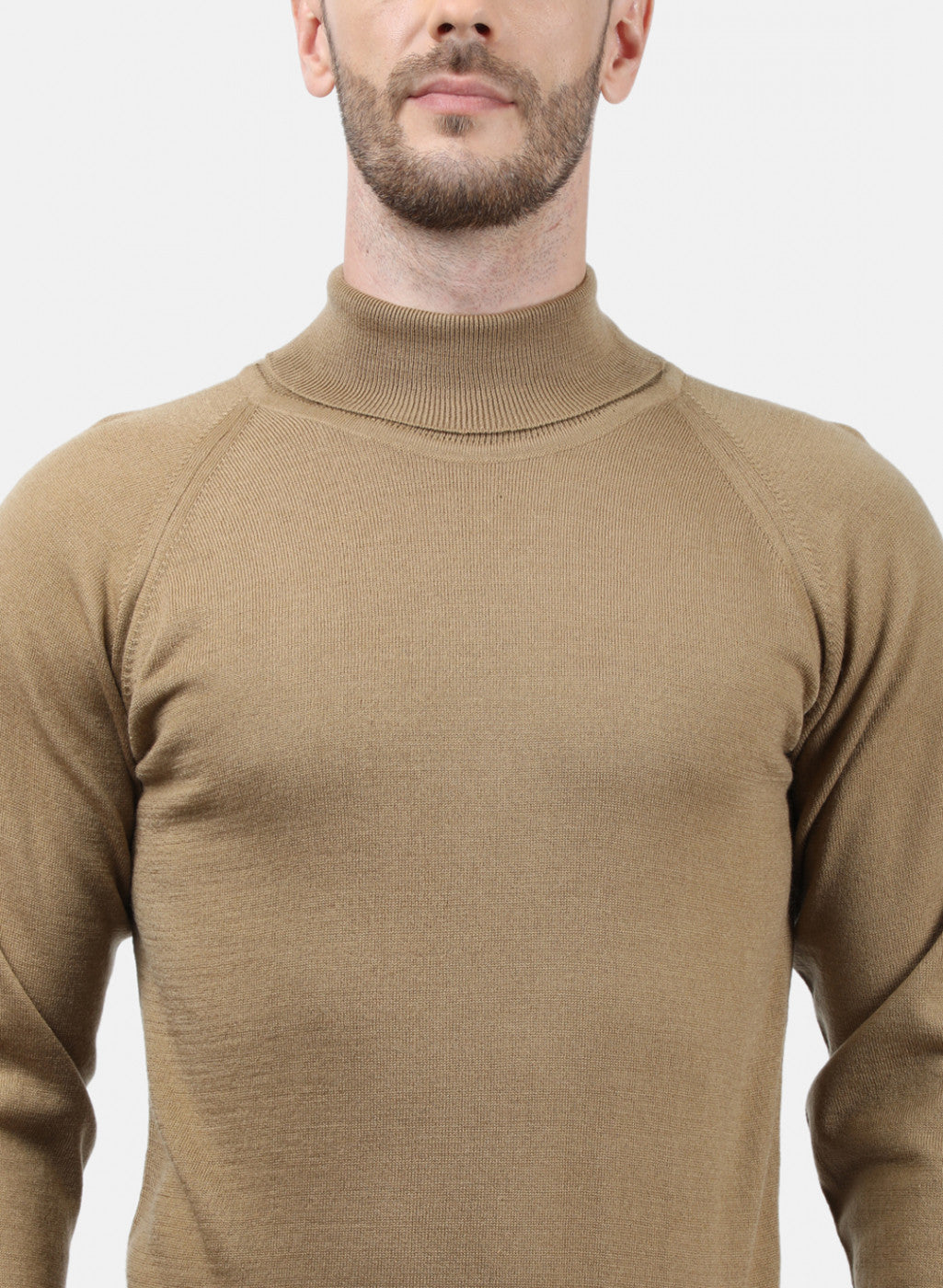 Men Light Brown Solid Pullover