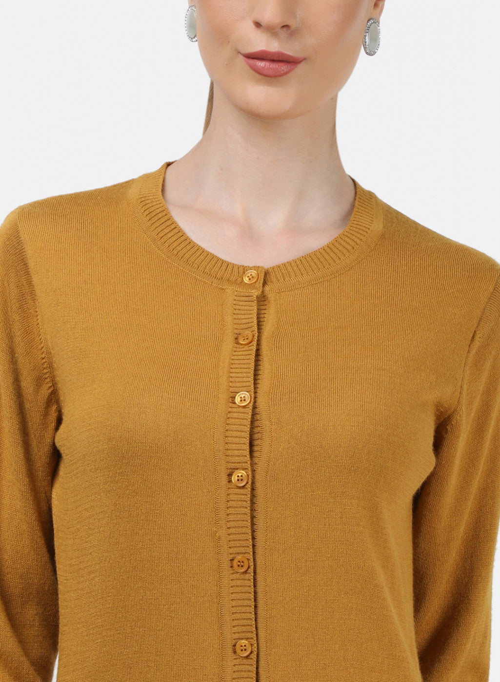 Women Yellow Solid Cardigan