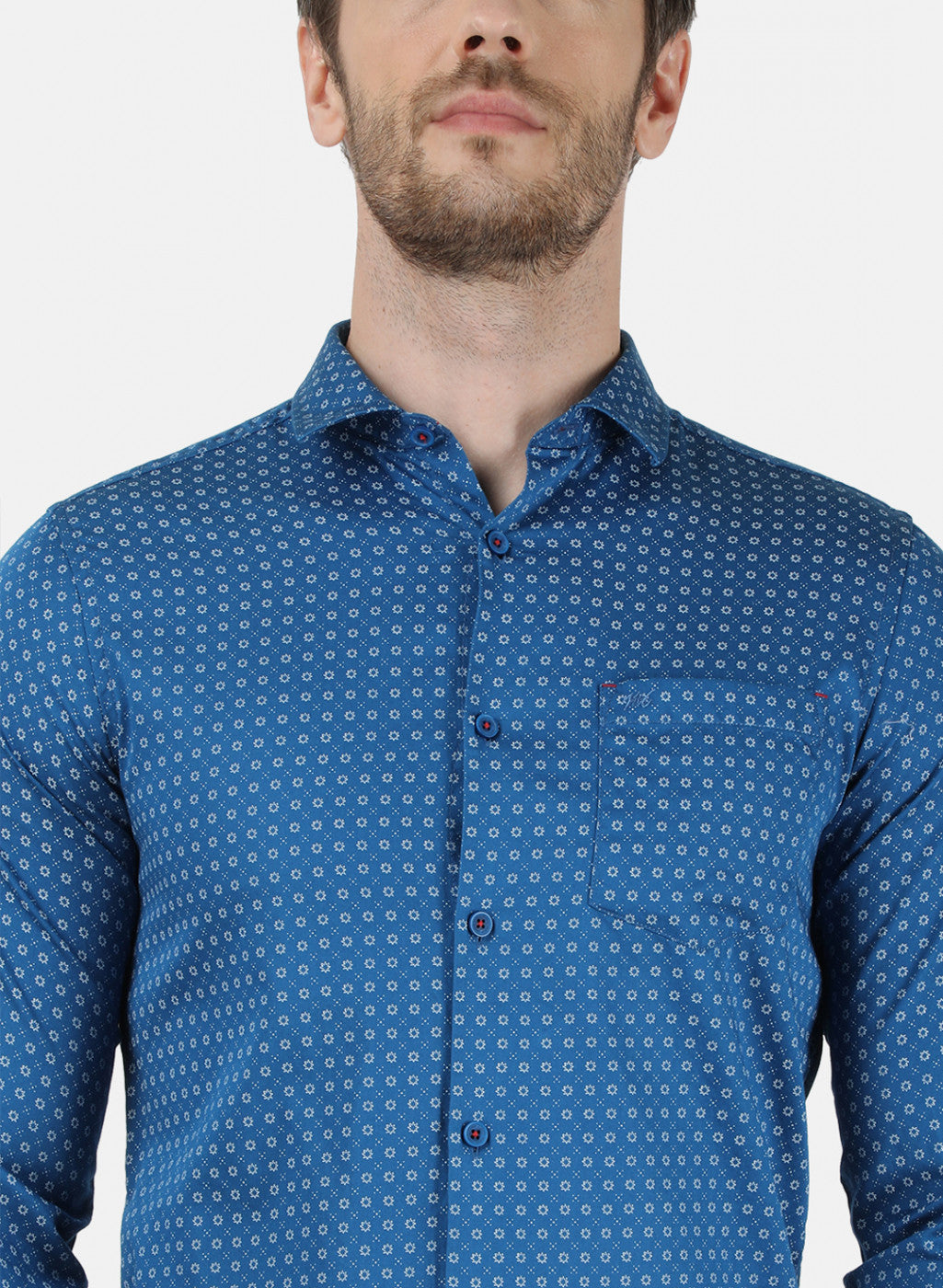 Mens Blue Printed Shirt