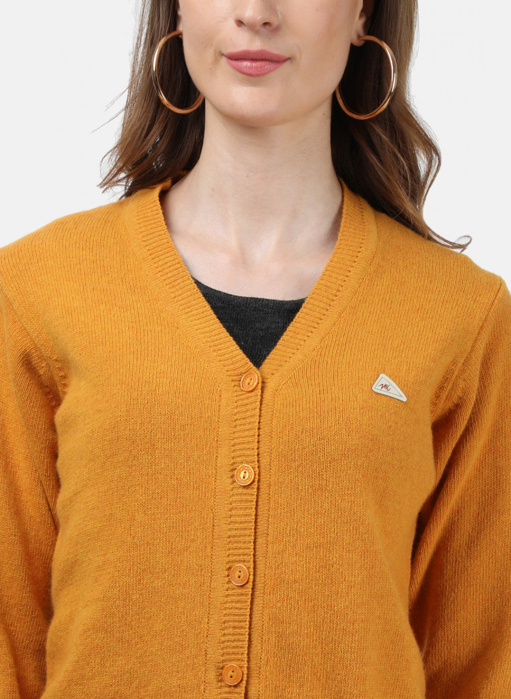 Women Yellow Solid Cardigan