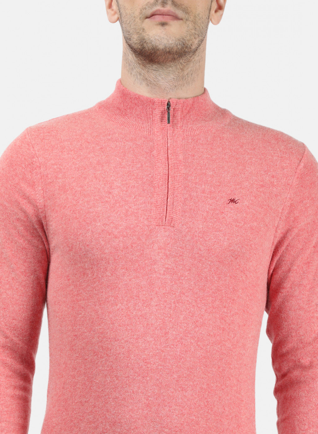 Men Light Red Solid Pullover