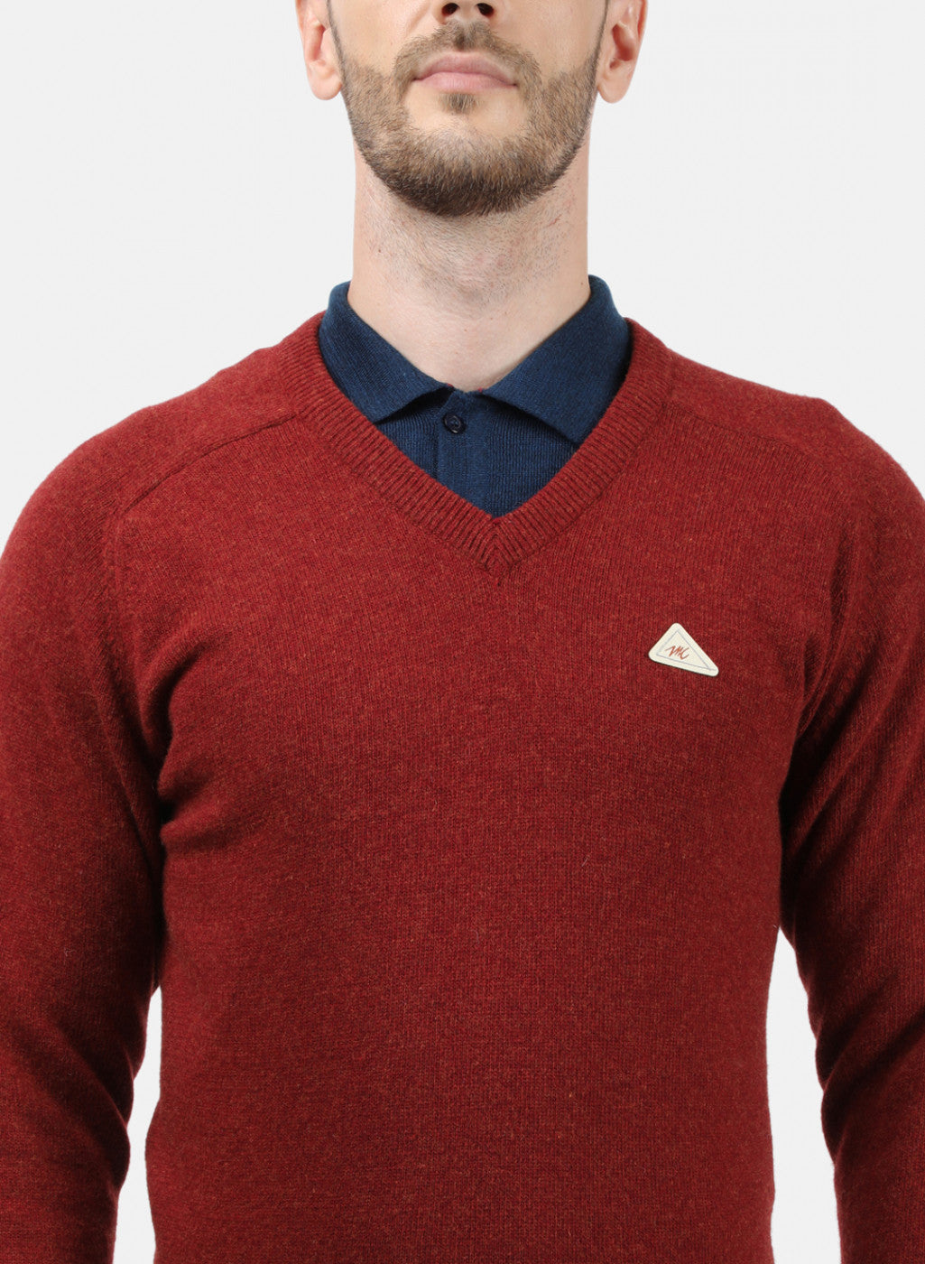 Men Maroon Solid Pullover