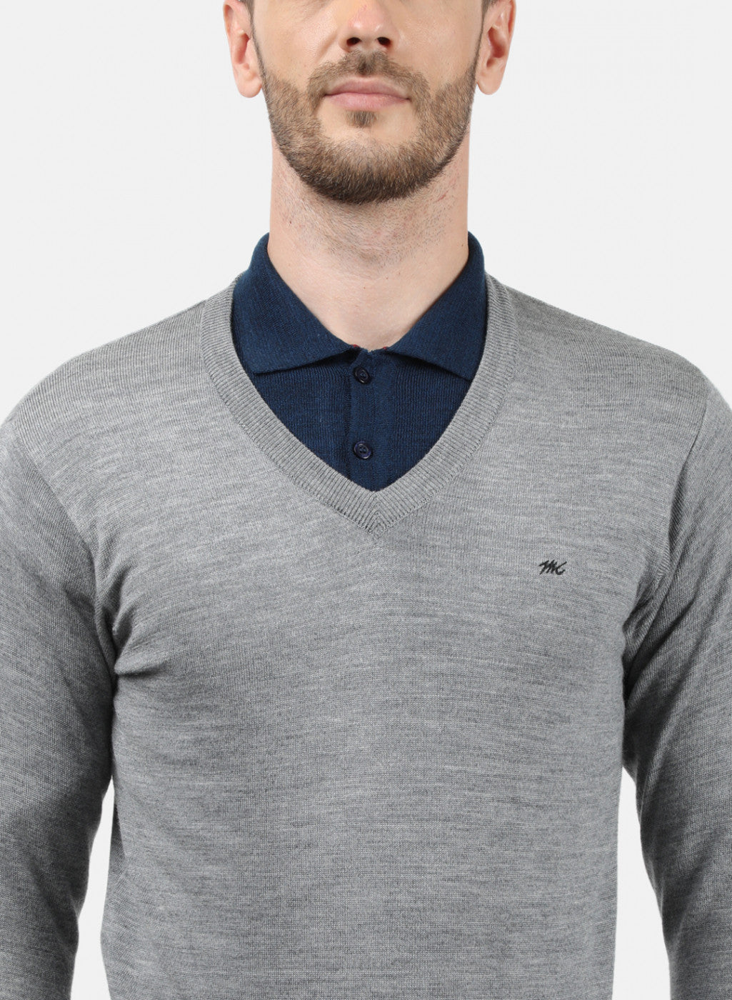 Men Grey Solid Pullover