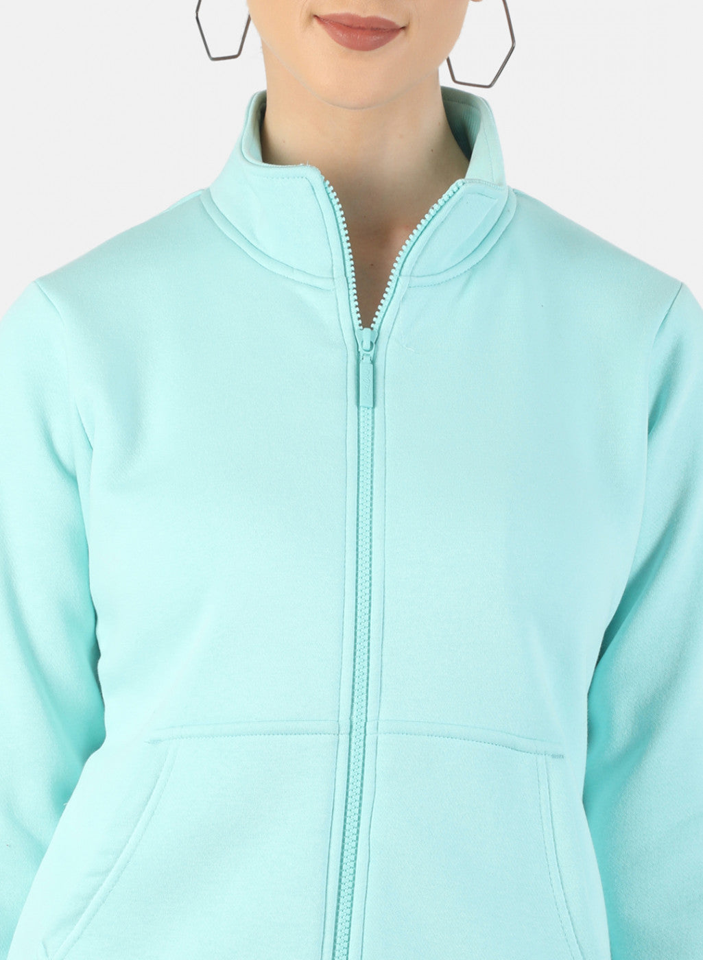 Women Blue Plain Sweatshirt